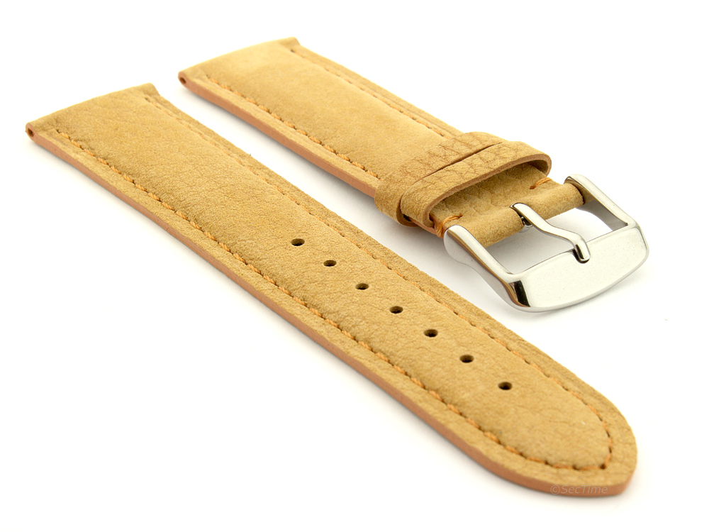 Suede Genuine Leather Watch Strap Teacher Light Brown 24mm 01TH24BA02