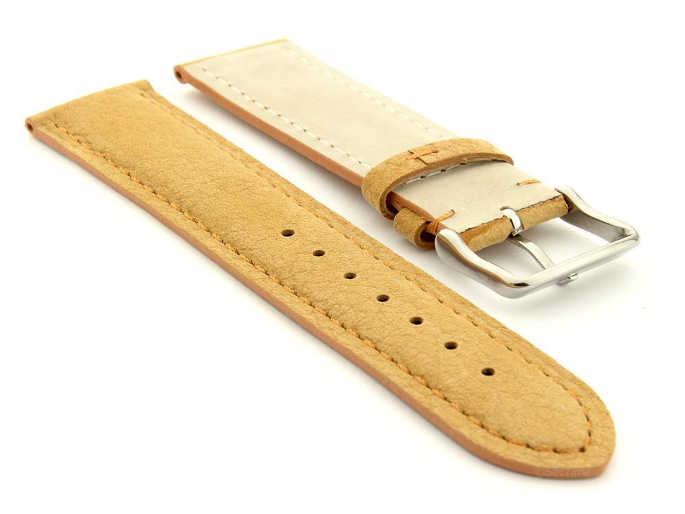 Suede Genuine Leather Watch Strap Teacher Light Brown 02