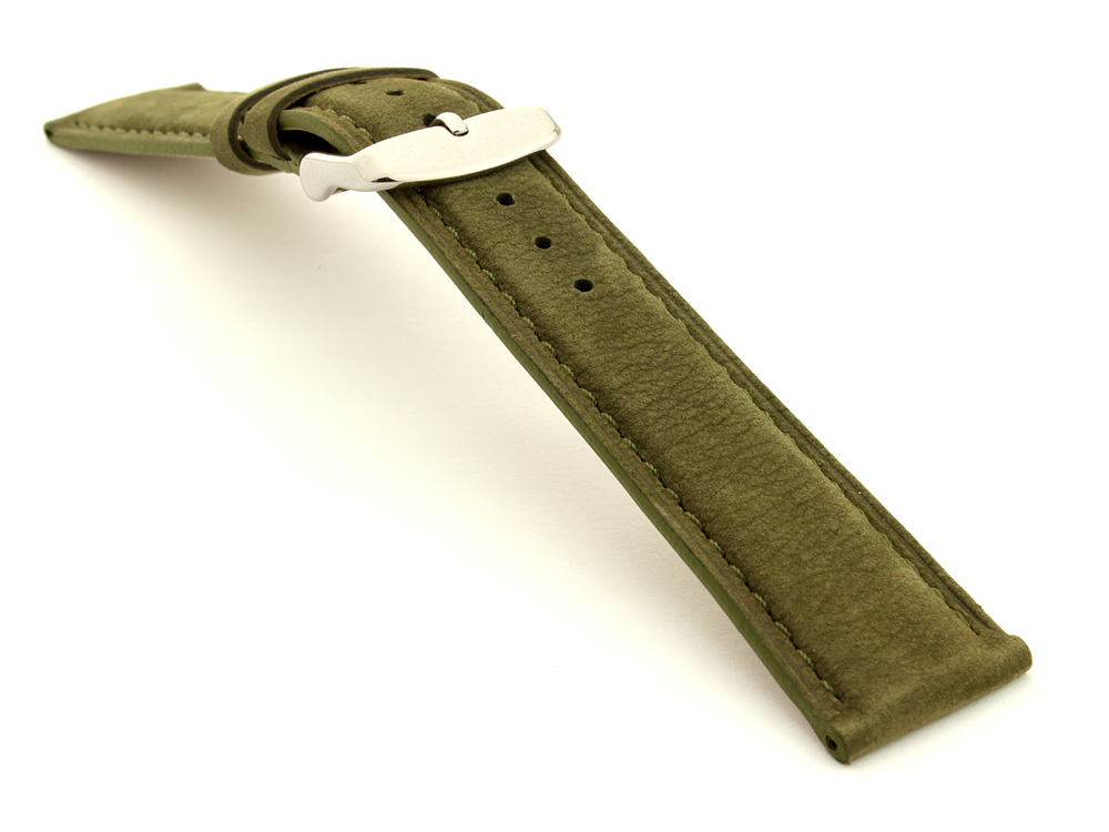 Suede Genuine Leather Watch Strap Teacher Olive Green 03