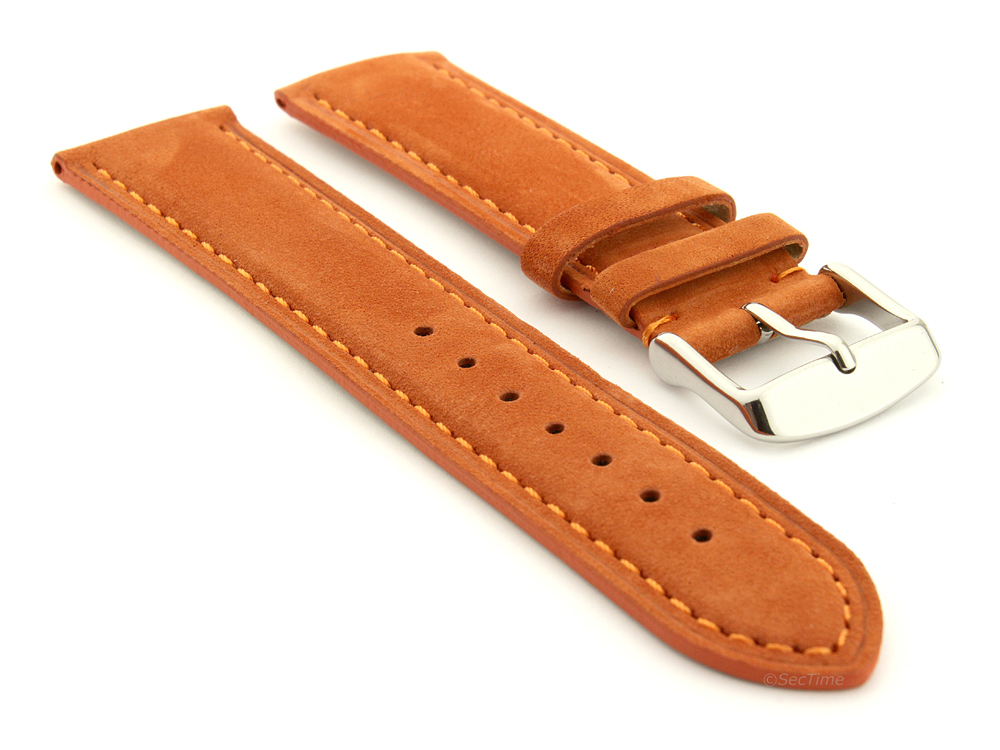 Suede Genuine Leather Watch Strap Teacher Orange 01