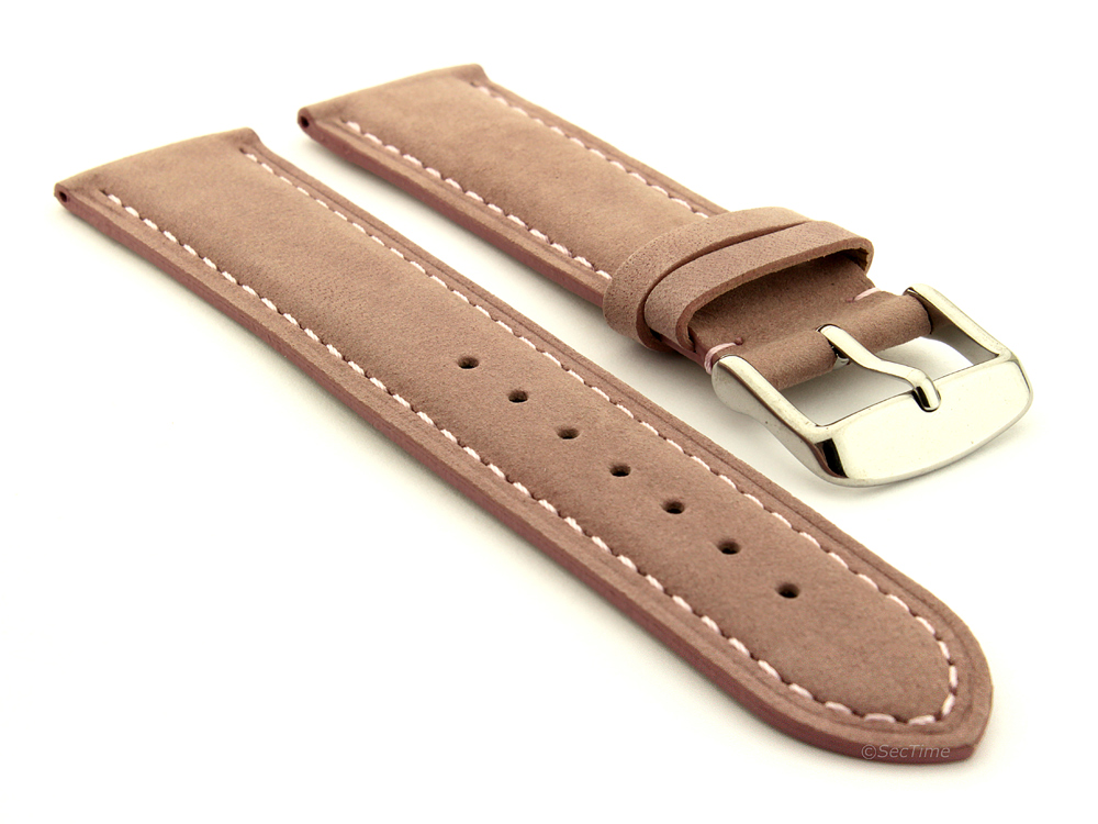 Suede Genuine Leather Watch Strap Teacher Pink 01