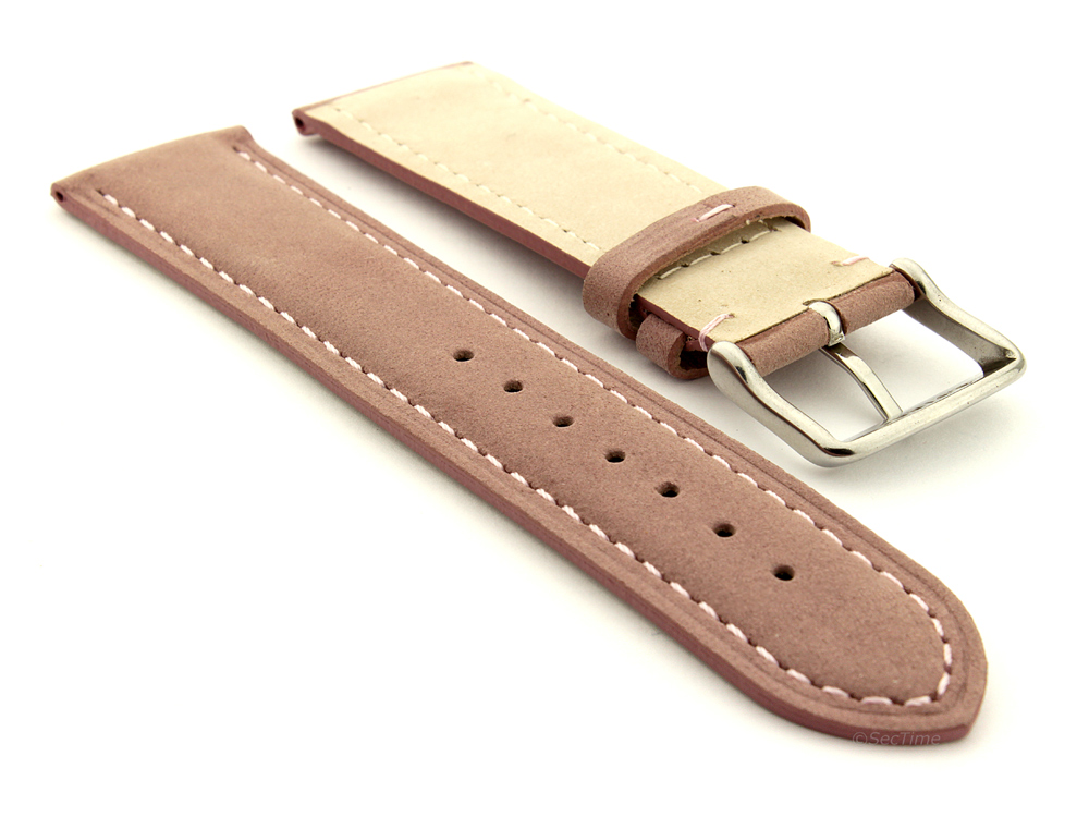 Suede Genuine Leather Watch Strap Teacher Pink 02