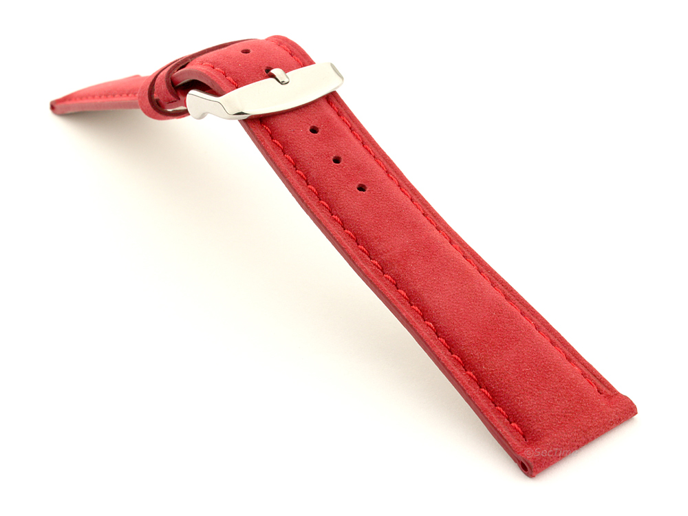 Suede Genuine Leather Watch Strap Teacher Red 03