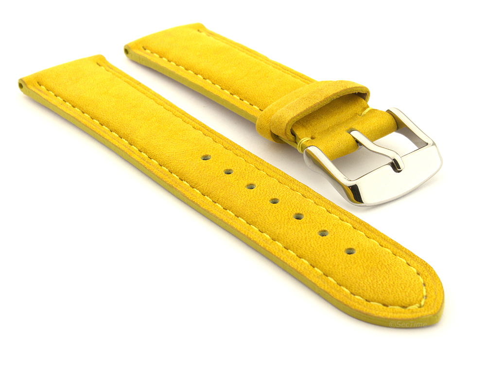 Suede Genuine Leather Watch Strap Teacher Yellow 01