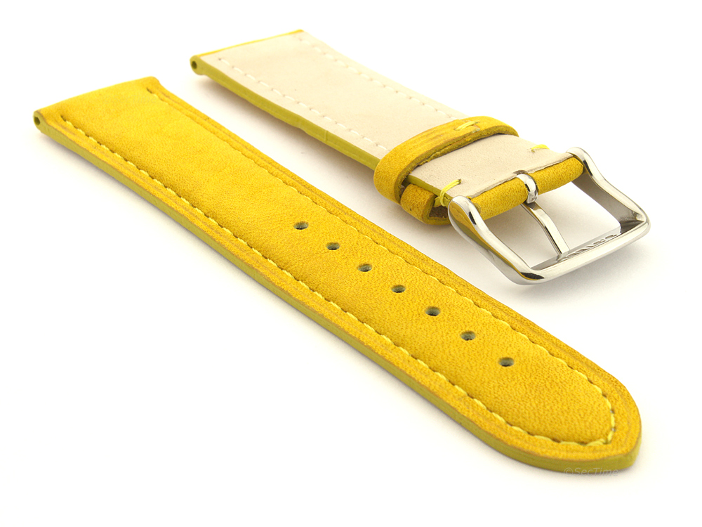 Suede Genuine Leather Watch Strap Teacher Yellow 02