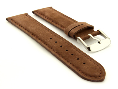 Suede Genuine Leather Watch Strap Teacher Cocoa 24mm