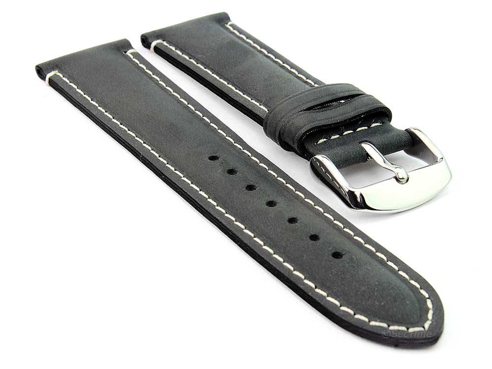 Genuine Leather Watch Strap Band Tourist Black 01