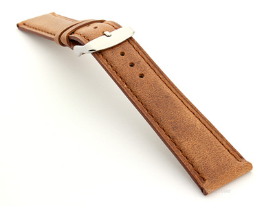 Extra Long Genuine Leather Watch Strap Twister Brown / Brown 24mm