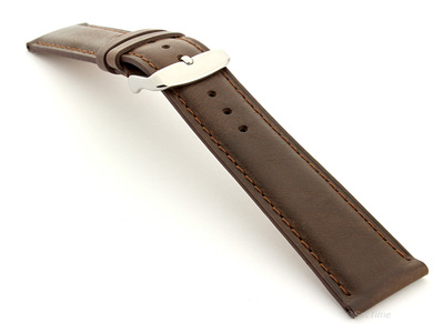 Extra Long Genuine Leather Watch Strap Twister Dark Brown / Brown 18mm