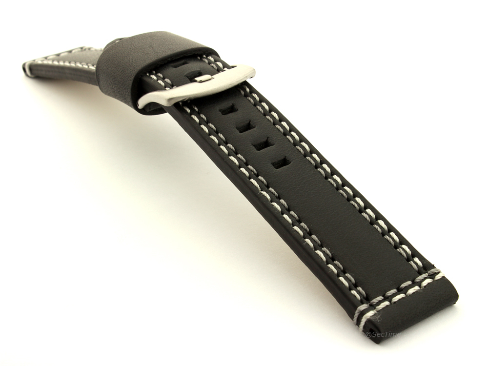 Genuine Leather Watch Strap Valentin Black 03