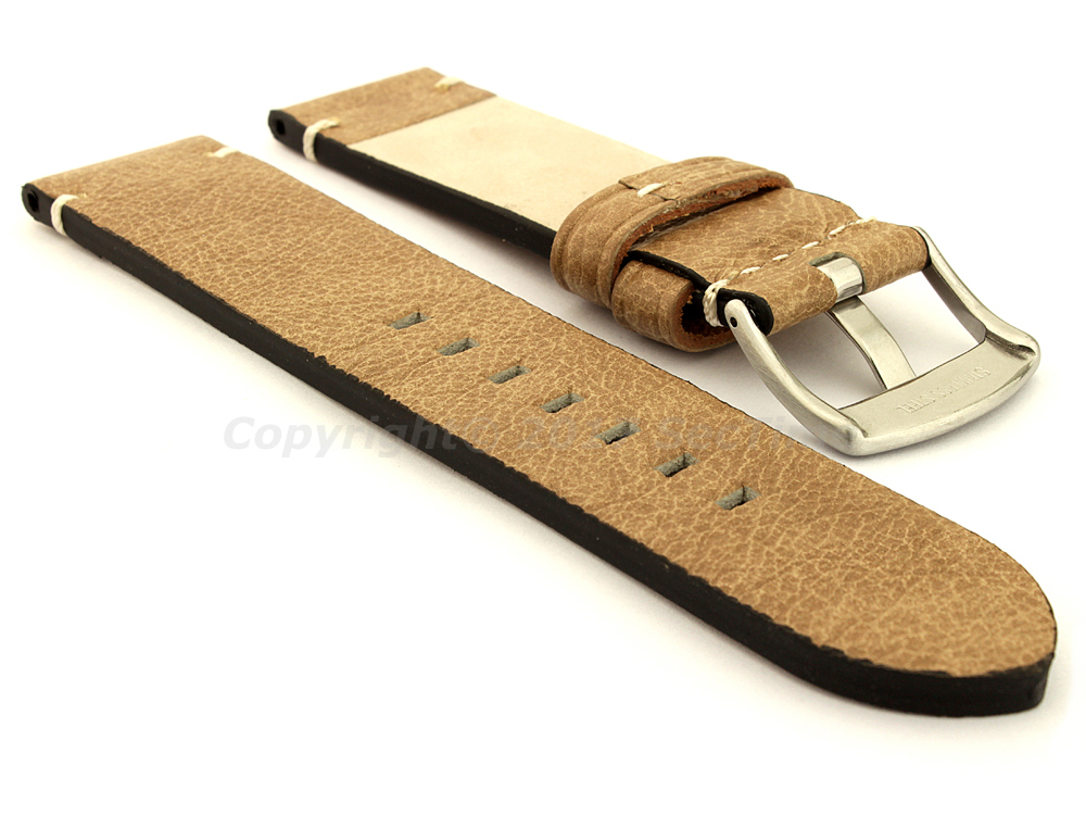 Vintage Paris Genuine Leather Watch Strap Beige 02