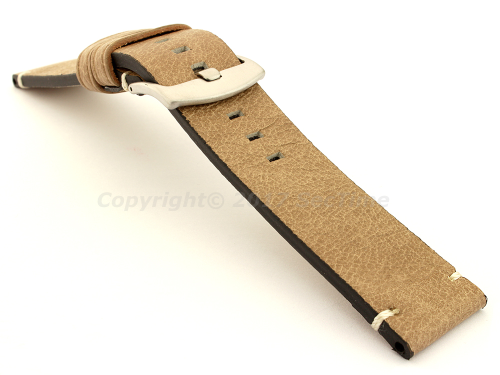 Vintage Paris Genuine Leather Watch Strap Beige 03