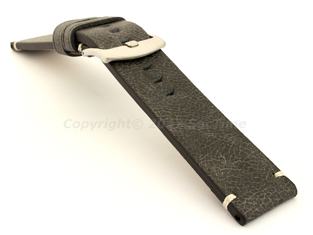 Vintage Paris Genuine Leather Watch Strap Black 03