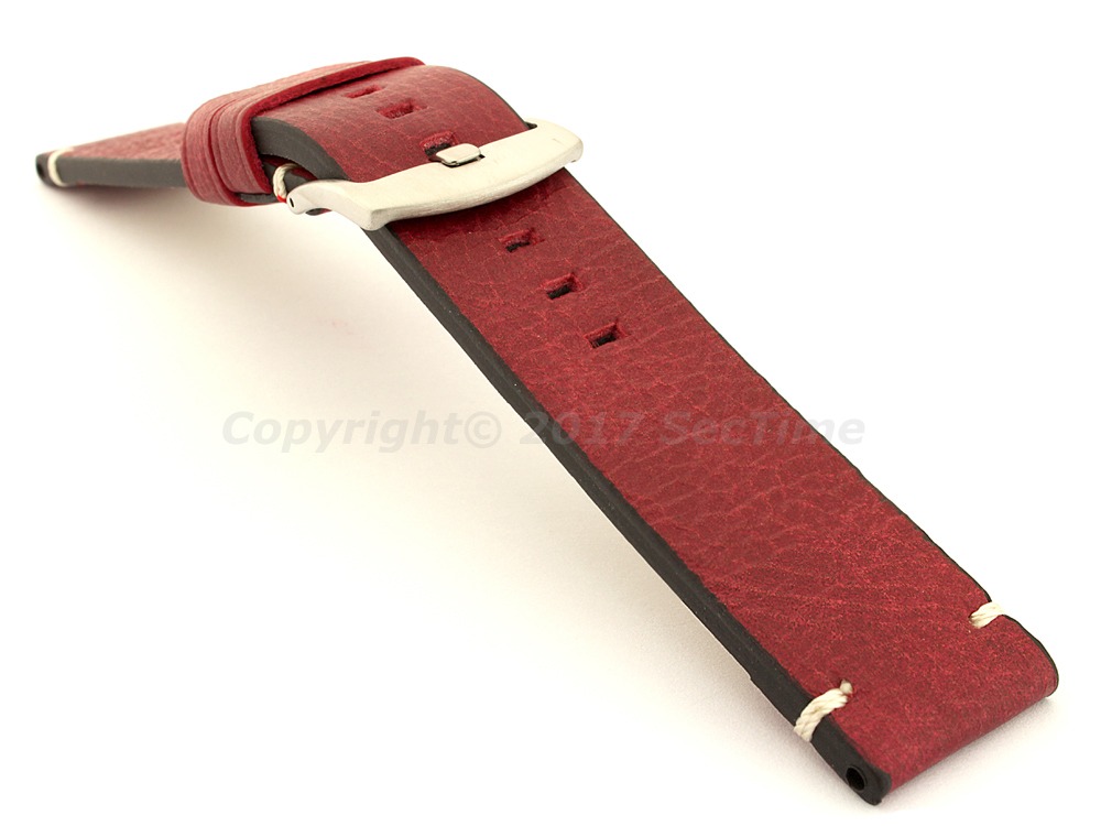 Vintage Paris Genuine Leather Watch Strap Red 03