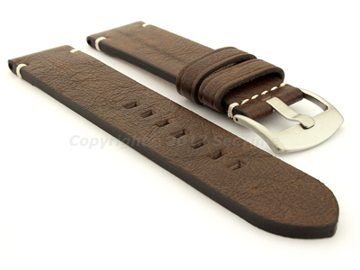 Genuine Leather Watch Strap Vintage Paris Dark Brown 24mm