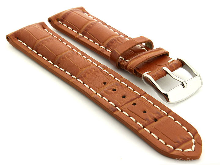 Leather Watch Strap VIP Alligator Grain Brown 01