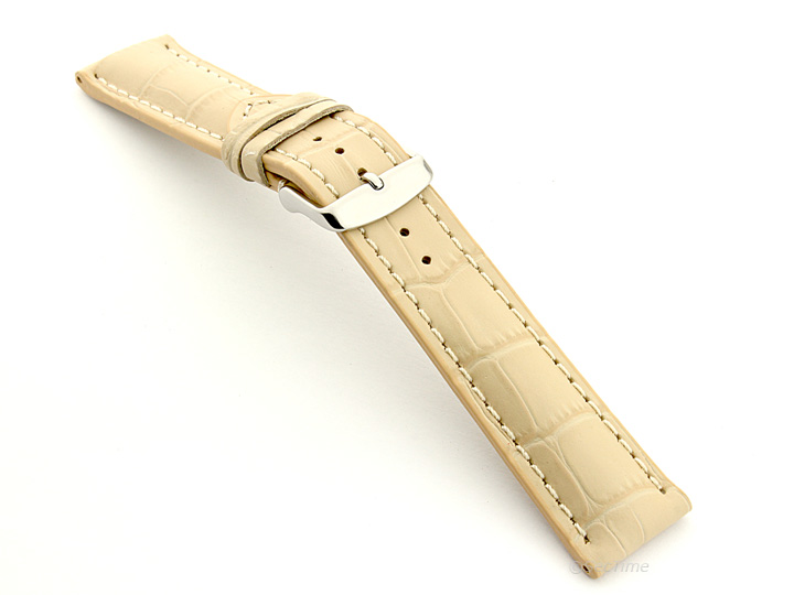 Leather Watch Strap VIP Alligator Grain Cream 02