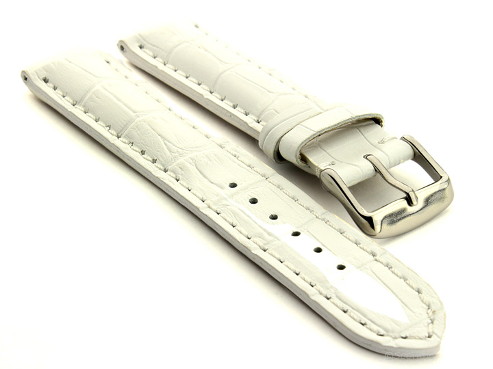 Leather Watch Strap VIP Alligator Grain White 01