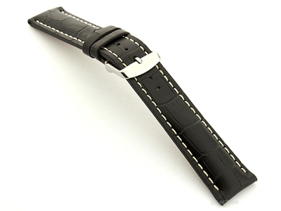 Leather Watch Strap VIP - Alligator Grain Black 24mm