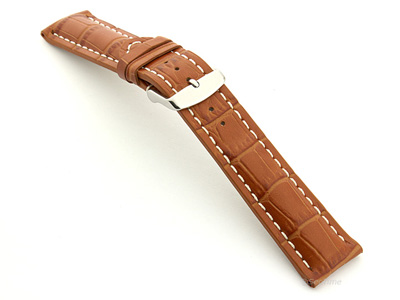 Leather Watch Strap VIP - Alligator Grain Brown 24mm