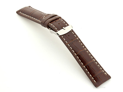 Leather Watch Strap VIP - Alligator Grain Dark Brown 24mm