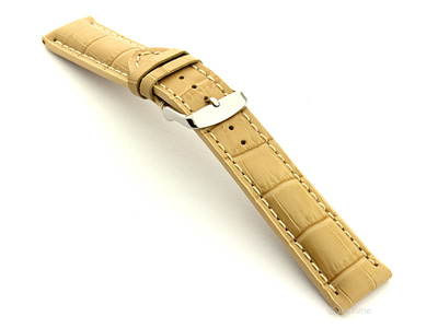 Leather Watch Strap VIP - Alligator Grain Dark Cream 24mm