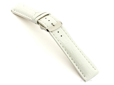 Leather Watch Strap VIP - Alligator Grain White 24mm