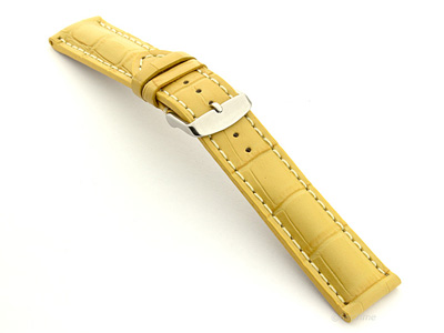 Leather Watch Strap VIP - Alligator Grain Yellow 20mm