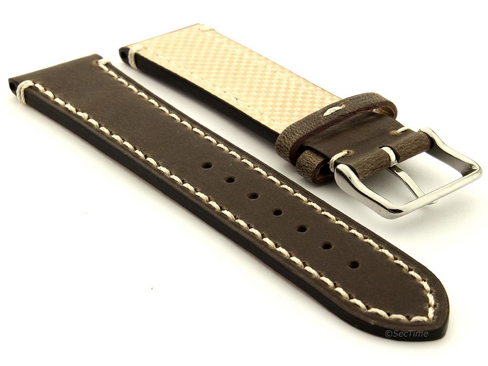 Genuine Leather Watch Strap Band Vito Dark Brown 02