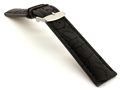 Cracked Leather Watch Strap Waterfall Black 24mm