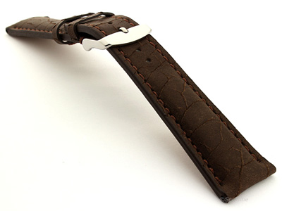 Cracked Leather Watch Strap Waterfall Dark Brown 24mm