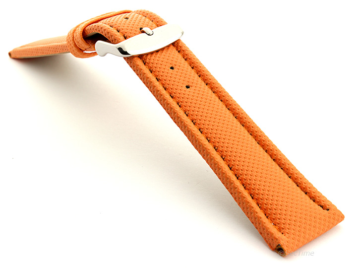 Polyurethane Waterproof Kevlar Style Watch Strap Orange 02
