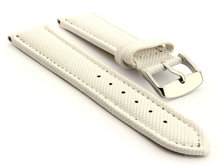 Polyurethane Waterproof Kevlar Style Watch Strap White 01