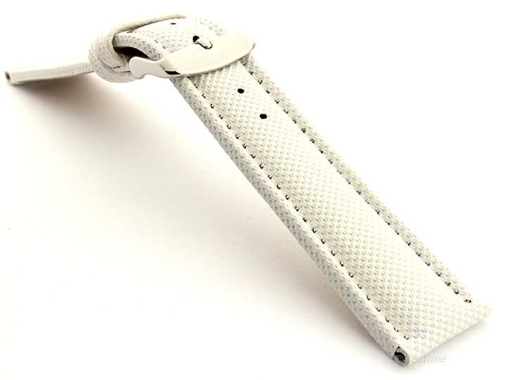 Polyurethane Waterproof Kevlar Style Watch Strap White 02