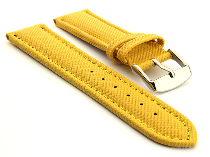 Polyurethane Waterproof Kevlar Style Watch Strap Yellow 01