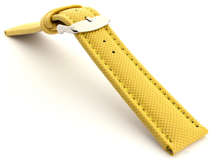 Polyurethane Waterproof Kevlar Style Watch Strap Yellow 02