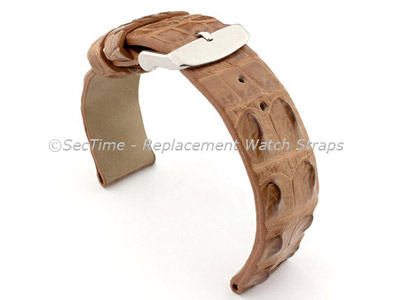 Genuine Alligator Leather Watch Strap FLORIDA Brown 22mm