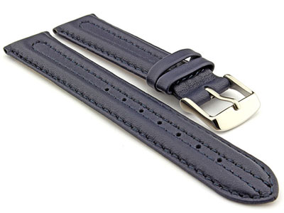 WATCH STRAP BASEL Genuine Leather Navy Blue/Blue 22mm 