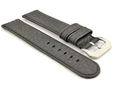 Genuine Buffalo Leather WATCH STRAP Bizon Black/Black 24mm