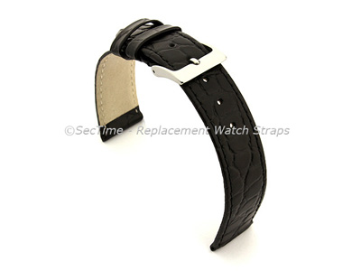 Genuine Leather Watch Strap Croco Arizona Black 16mm