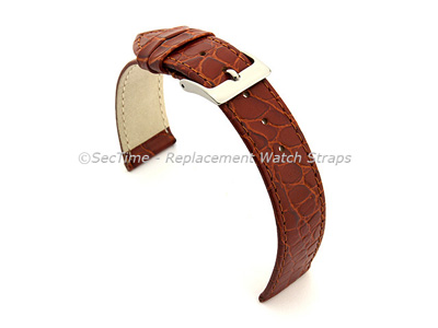 Genuine Leather Watch Strap Croco Arizona Brown 18mm