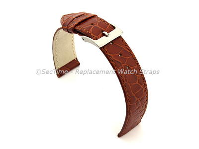 Genuine Leather Watch Strap Croco Arizona Brown 22mm