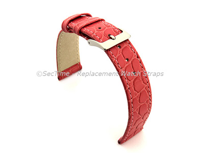 Genuine Leather Watch Strap Croco Arizona Pink 22mm