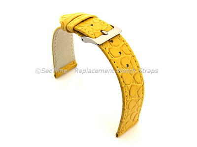 Genuine Leather Watch Strap Croco Arizona Yellow 18mm