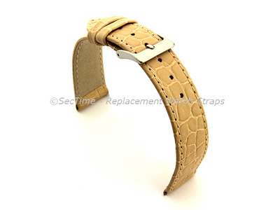 Genuine Leather Watch Strap Croco Arizona Cream 18mm