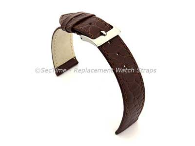 Genuine Leather Watch Strap Croco Arizona Dark Brown 16mm