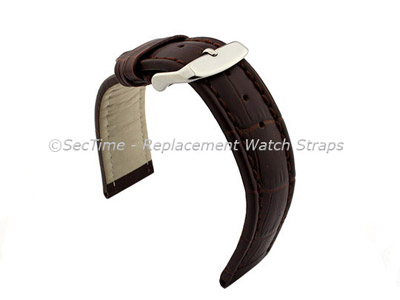 Leather Watch Strap CROCO RM Dark Brown/Brown 28mm