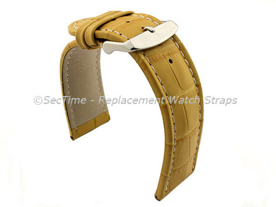 Leather Watch Strap CROCO RM Yellow/White 18mm