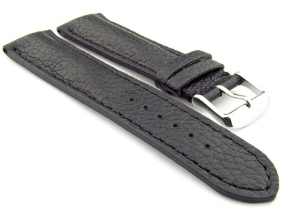 Padded Watch Strap Genuine Leather FREIBURG VIP Black/Black 20mm