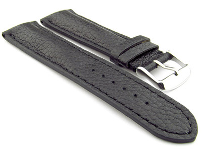 Padded Watch Strap Genuine Leather FREIBURG VIP Black/Black 18mm